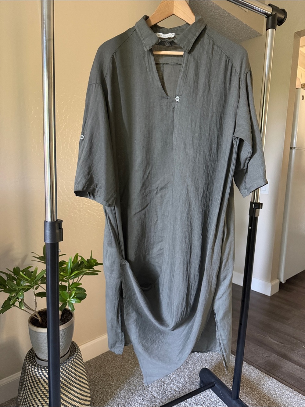 💯Linen Planet by Lauren G Women’s Asymmetrical Tunic Dress One Size - Picture 1 of 5